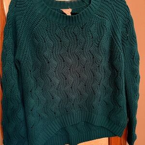 Elegant Teal Cable Knit Sweater